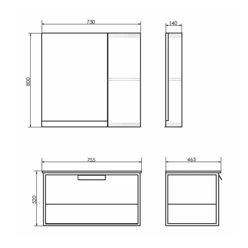 Зеркало-шкаф Comforty Бонн  75/90 дуб дымчатый, Выбрать размер: 75, изображение 3