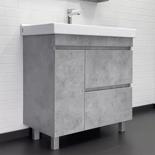 COMFORTY. Тумба-умывальник "Осло-80Н" бетон светлый с раковиной Fest 80, изображение 2