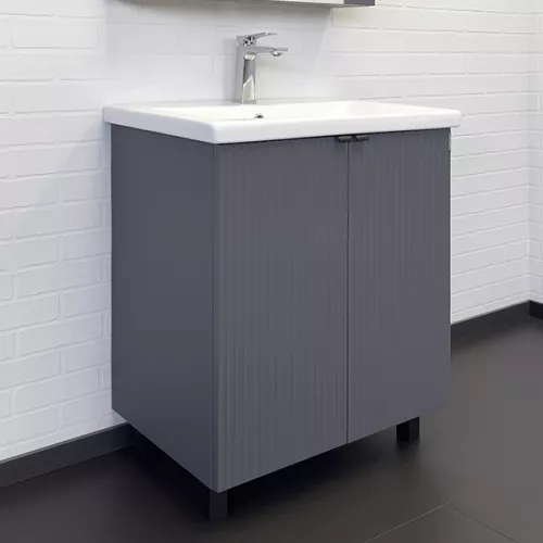 Тумба-умывальник Comforty Лима-70 антрацит с раковиной Como 70