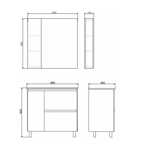 COMFORTY. Тумба-умывальник "Осло-80Н" бетон светлый с раковиной Fest 80, изображение 3