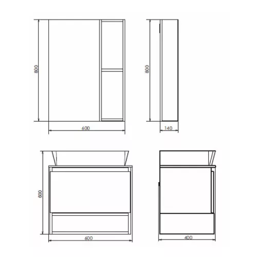 Тумба-умывальник Comforty Прага-60 дуб белый с графитовой столешницей с раковиной Comforty 9055RA-50, Внешний вид: столешница графит, Высота (мм): 645, Выбрать цвет: Дуб белый, Выбрать размер: 60, Комплектация: раковина Comforty 9055RA-50, изображение 2