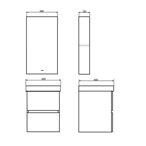 Тумба-умывальник Comforty Дартфорд-45 дуб тёмно-коричневый с раковиной Адриана 45, изображение 2