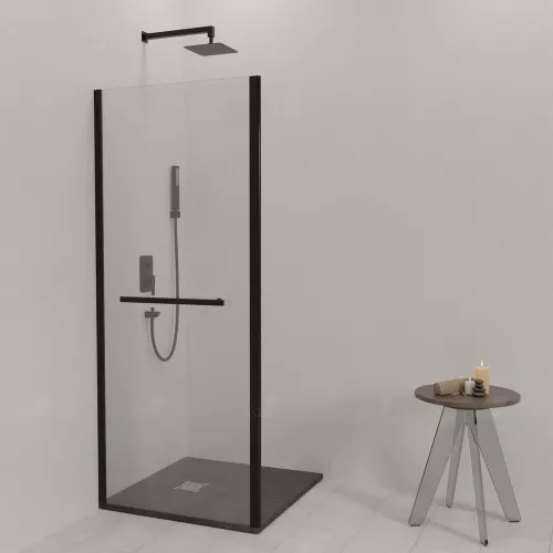 Боковая панель RGW Z-060-3B, Цвет стекла: прозрачное, Цвет профиля: Черный, Выбрать размер: 90