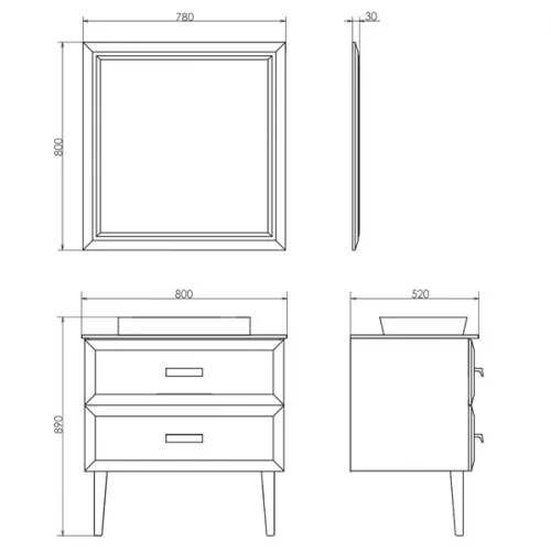 Тумба-умывальник Comforty Империя-80 белая с графитовой столешницей c раковиной Comforty 78189, изображение 2