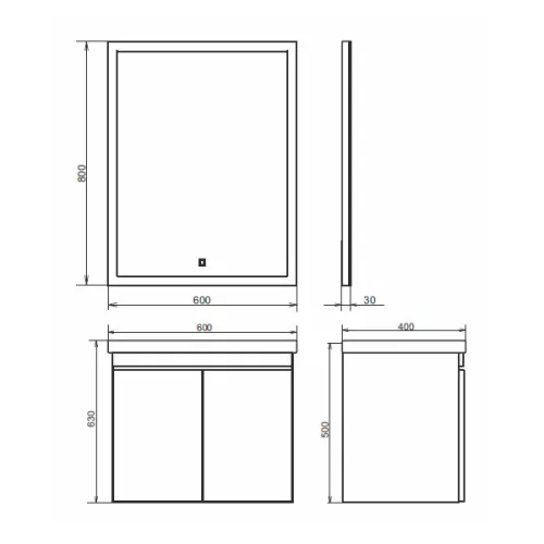 COMFORTY. Тумба-умывальник "Осло-60" дуб тёмно-коричневый с раковиной Fest 60, изображение 2