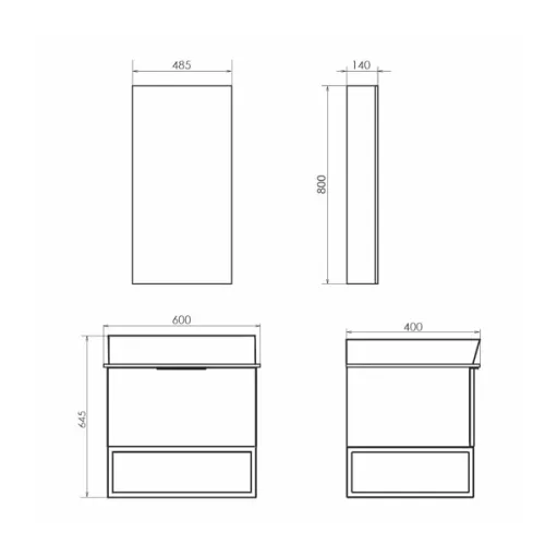 Тумба-умывальник Comforty Порто-60 дуб тёмно-коричневый с черной столешницей c раковиной Comforty, Внешний вид: черная столешница, Высота (мм): 645, Выбрать цвет: Дуб темно-коричневый, Выбрать размер: 60, Комплектация: раковина Comforty  9055RA-50, изображение 2