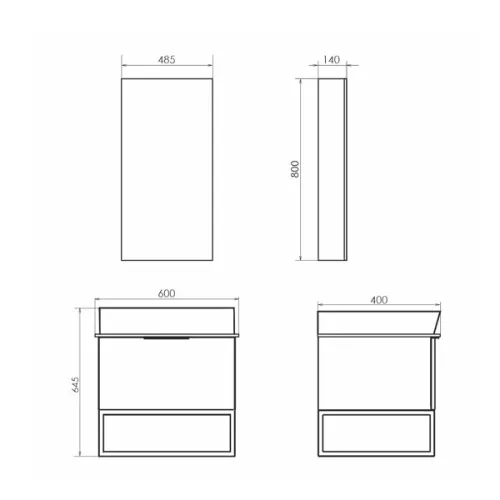Тумба-умывальник Comforty Порто-60 дуб дымчатый с белой столешницей c раковиной Comforty 9055RA-50, Внешний вид: белая столешница, Высота (мм): 645, Выбрать цвет: Дуб дымчатый, Выбрать размер: 60, Комплектация: раковина Comforty 9055RA-50, изображение 2