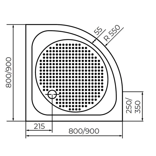 Душевой поддон полукруглый RGW LUX/TN-P, Выбрать цвет: Белый, Выбрать размер: 900х900, изображение 3