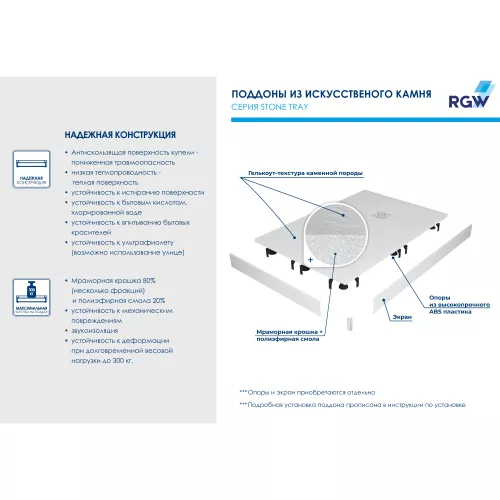 Душевой поддон прямоугольный RGW ST-W Белый, Выбрать цвет: Белый, Выбрать размер: 1000*1200, изображение 6