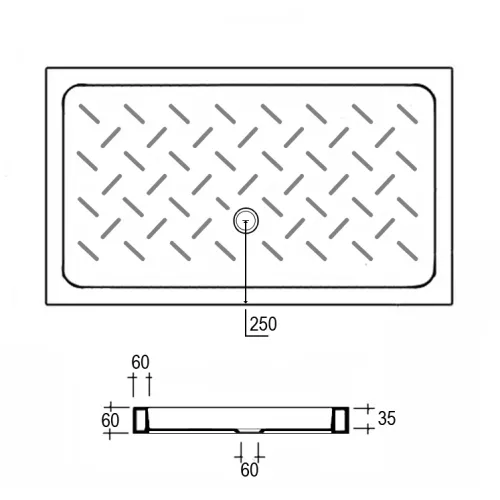 Душевой поддон прямоугольный керамический RGW CR высота 10 см, Выбрать размер: 700x1400, изображение 7
