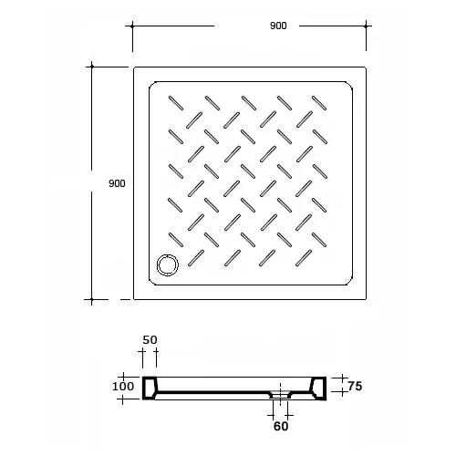 Душевой поддон квадратный керамический RGW CR B Черный  90х90, Выбрать цвет: Чёрный, Выбрать размер: 900x900, изображение 3