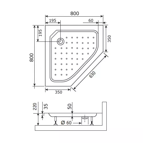Душевой поддон трапеция RGW STYLE-TR, Выбрать цвет: Белый, Выбрать размер: 900х900, изображение 4