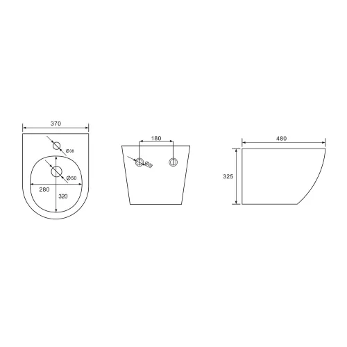 Биде ABBER Bequem AC1150 подвесное белое, Выбрать цвет: Белый, изображение 4