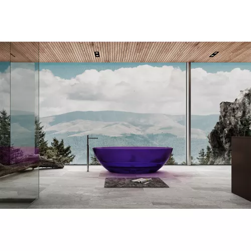 Ванна из полиэфирной смолы ABBER Kristall AT9702Amethyst фиолетовая 180*85 прозрачная, Выбрать цвет: Фиолетовый, изображение 2