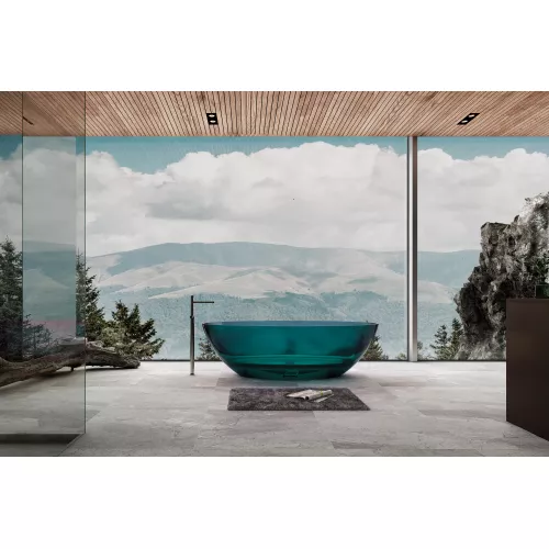 Ванна из полиэфирной смолы ABBER Kristall AT9702Aquamarin бирюзовая 180*85 прозрачная, Выбрать цвет: Бирюзовый, изображение 2