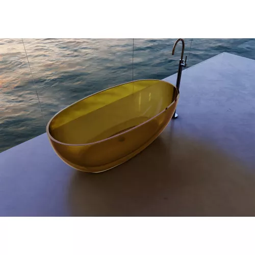 Ванна из полиэфирной смолы  ABBER Kristall AT9703Amber желтая 170*75 прозрачная, Выбрать цвет: Желтый, изображение 4