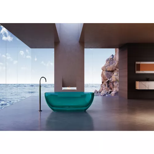 Ванна из полиэфирной смолы  ABBER Kristall AT9703Aquamarin бирюзовая 170*75 прозрачная, Выбрать цвет: Бирюзовый, изображение 2