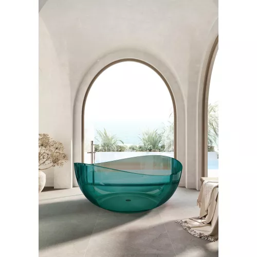 Ванна из полиэфирной смолы  ABBER Kristall AT9705Aquamarin бирюзовая 150*150 прозрачная, Выбрать цвет: Бирюзовый, изображение 2