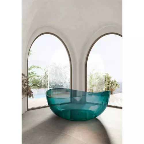 Ванна из полиэфирной смолы  ABBER Kristall AT9705Aquamarin бирюзовая 150*150 прозрачная, Выбрать цвет: Бирюзовый, изображение 4