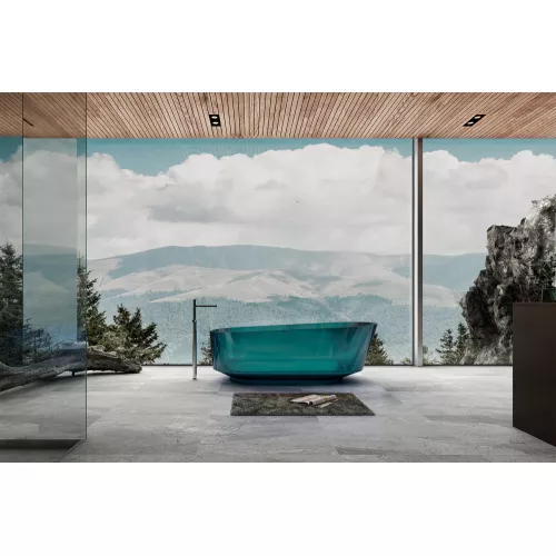 Ванна из полиэфирной смолы  ABBER Kristall AT9706Aquamarin бирюзовая 170х80 прозрачная, Выбрать цвет: Бирюзовый, изображение 4