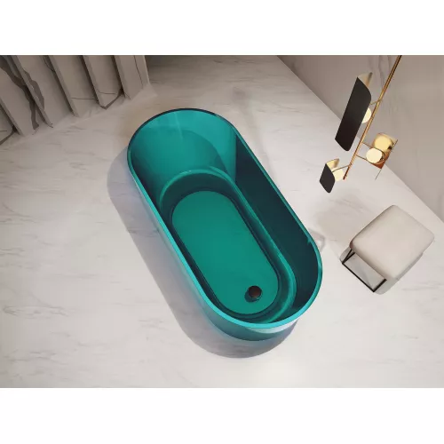 Ванна из полиэфирной смолы  ABBER Kristall AT9706Aquamarin бирюзовая 170х80 прозрачная, Выбрать цвет: Бирюзовый, изображение 2