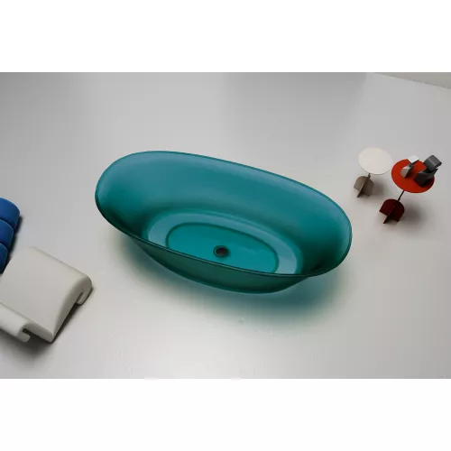 Ванна из полиэфирной смолы  ABBER Kristall AT9707Aquamarin бирюзовая 170*75 прозрачная, Выбрать цвет: Бирюзовый, изображение 3