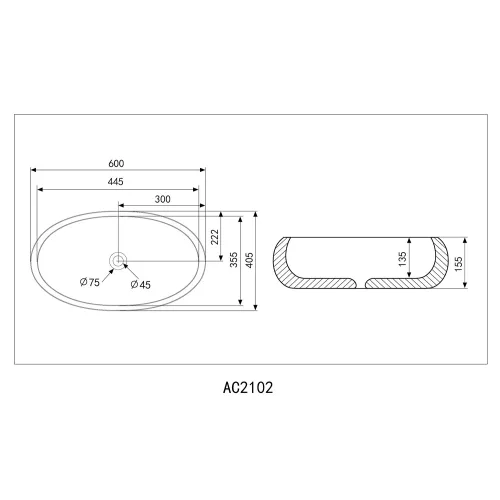 Раковина накладная ABBER Bequem AC2102 белая, Выбрать цвет: Белый, изображение 4