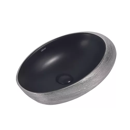Раковина накладная ABBER Bequem AC2107BS черная матовая с серебром, Выбрать цвет: Черный матовый с серебром, изображение 2