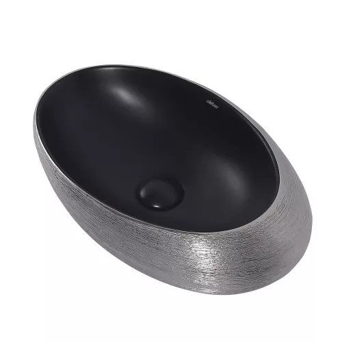 Раковина накладная ABBER Bequem AC2107BS черная матовая с серебром, Выбрать цвет: Черный матовый с серебром, изображение 3
