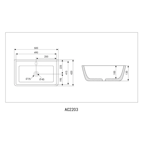 Раковина накладная ABBER Rechteck AC2203MB черная матовая, Выбрать цвет: матовый чёрный, изображение 4