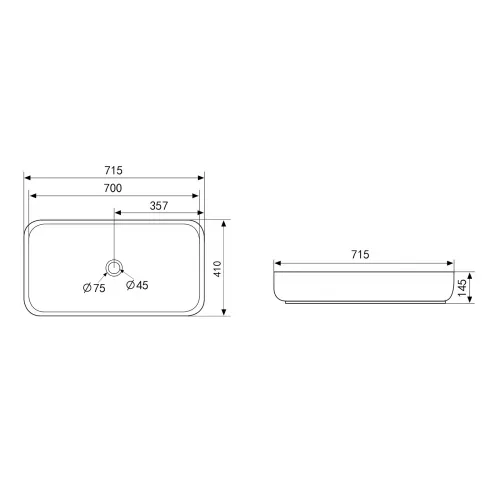 Раковина накладная ABBER Rechteck AC2210MG серая матовая, Выбрать цвет: Серый матовый, изображение 3