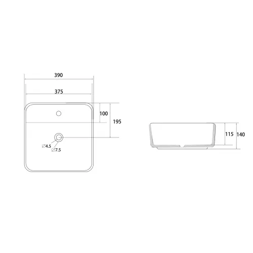 Раковина накладная ABBER Rechteck AC2215 белая, изображение 4