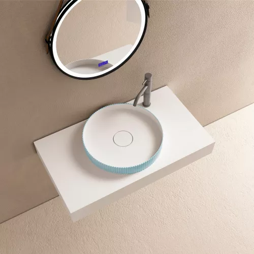 Раковина накладная ABBER Stein AS2604 Blau голубая, изображение 2