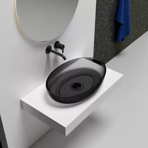 Раковина накладная прозрачная ABBER Kristall AT2801Onyx, Выбрать цвет: Чёрный, изображение 2