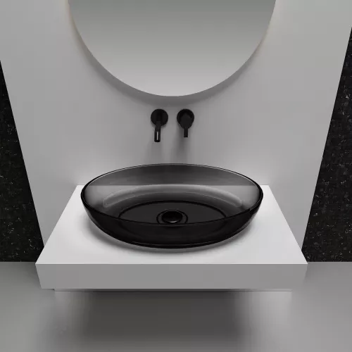 Раковина накладная прозрачная ABBER Kristall AT2801Onyx, Выбрать цвет: Чёрный, изображение 3