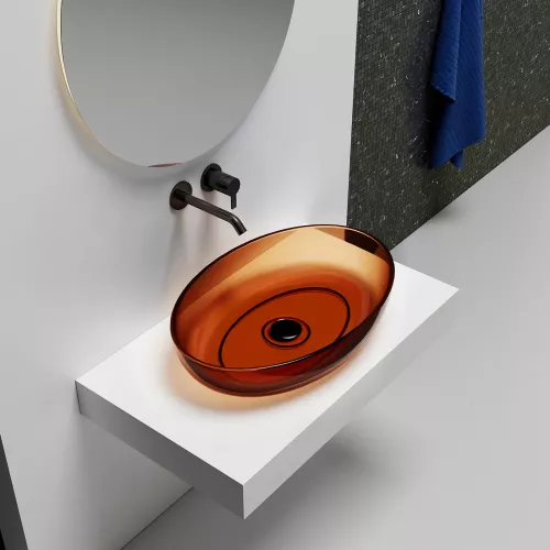 Раковина накладная прозрачная ABBER Kristall AT2801Opal, Выбрать цвет: Коричневый, изображение 2