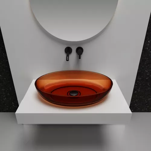 Раковина накладная прозрачная ABBER Kristall AT2801Opal, Выбрать цвет: Коричневый, изображение 3