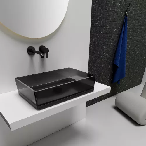 Раковина накладная прозрачная ABBER Kristall AT2803Onyx, Выбрать цвет: Чёрный, изображение 2