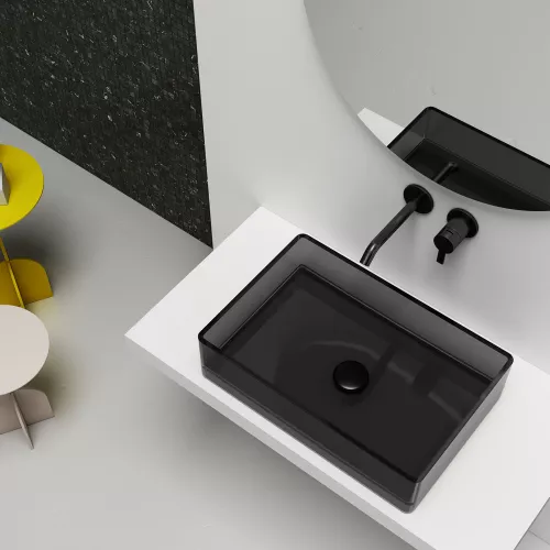 Раковина накладная прозрачная ABBER Kristall AT2803Onyx, Выбрать цвет: Чёрный, изображение 3