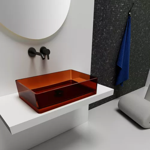 Раковина накладная прозрачная ABBER Kristall AT2803Opal, Выбрать цвет: Коричневый, изображение 2