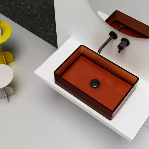 Раковина накладная прозрачная ABBER Kristall AT2803Opal, Выбрать цвет: Коричневый, изображение 3