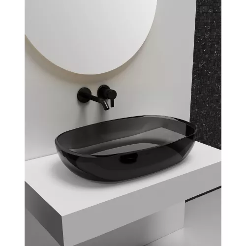 Раковина накладная прозрачная ABBER Kristall AT2805Onyx, Выбрать цвет: Чёрный, изображение 2