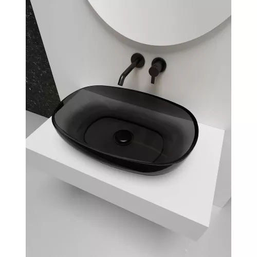 Раковина накладная прозрачная ABBER Kristall AT2805Onyx, Выбрать цвет: Чёрный, изображение 3