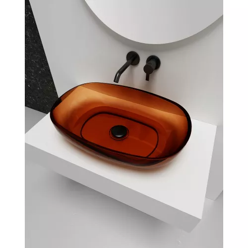 Раковина накладная прозрачная ABBER Kristall AT2805Opal, Выбрать цвет: Коричневый, изображение 3