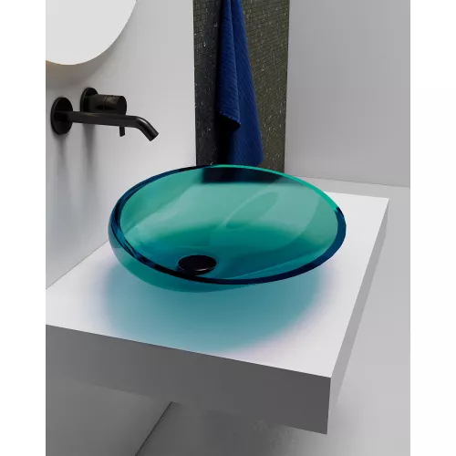 Раковина накладная прозрачная ABBER Kristall AT2812Aquamarin бирюзовая, Выбрать цвет: Бирюзовый, изображение 3