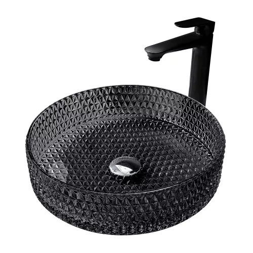 Раковина накладная стеклянная ABBER Glas AK2301B черная, Выбрать цвет: черный 