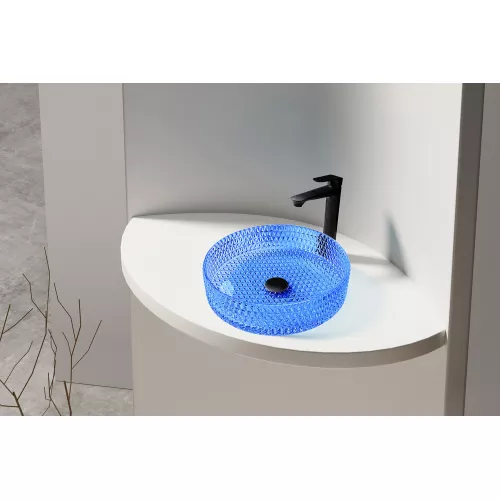 Раковина накладная стеклянная ABBER Glas AK2301DB синяя, Выбрать цвет: Синий, изображение 2