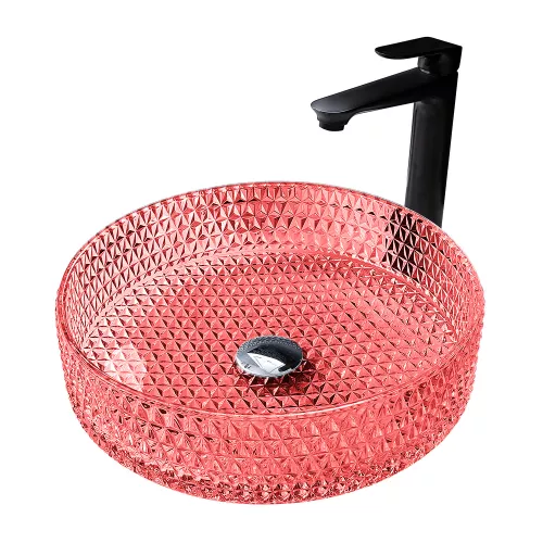 Раковина накладная стеклянная ABBER Glas AK2301OR красная, Выбрать цвет: Красный