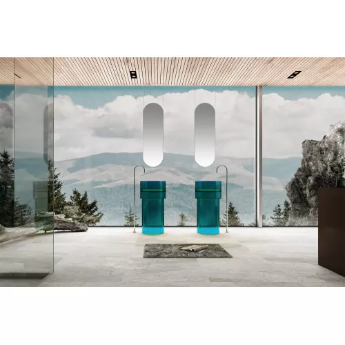 Раковина отдельностоящая прозрачная ABBER Kristall AT2701Aquamarin бирюзовая, Выбрать цвет: Бирюзовый, изображение 2