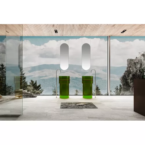 Раковина отдельностоящая прозрачная ABBER Kristall AT2701Emerald зеленая, Выбрать цвет: Зеленый, изображение 2